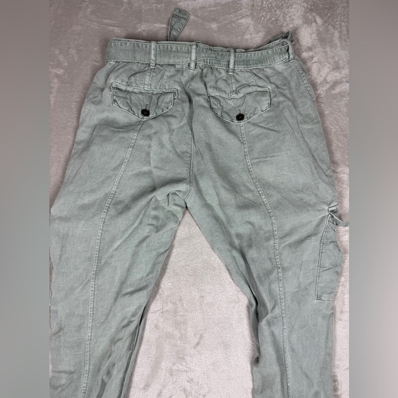 Nicole Miller Linen Blend Green Rolled Cuff Ankle Straight Leg Pants Size Small - Picture 12 of 16